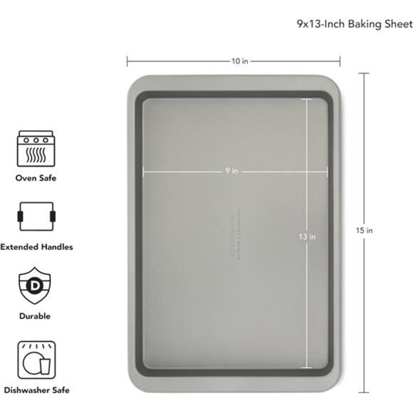 9x13in Nonstick Aluminized Steel Baking Sheet, Contour Silver - Picture 2 of 7